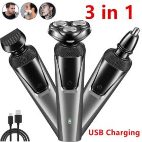 Electric Shaver Mens Razor Rotary Waterproof Pop-Up Trimmer Wet Dry Cordless (Option: Gray)