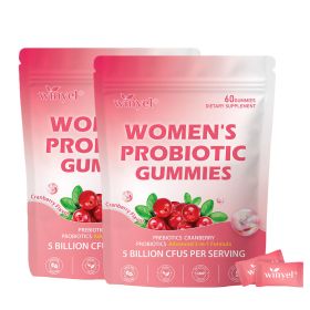 WINYEL Cranberry Probiotic Gummies | Targets body odor, women's health, and pH balance | Vegan (60 gummies per pack) (QTY: 2 PCS)